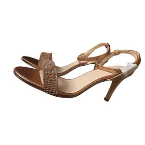 H by Halston Metallic Rose Gold Crystal Strap Sandals MRSP $128